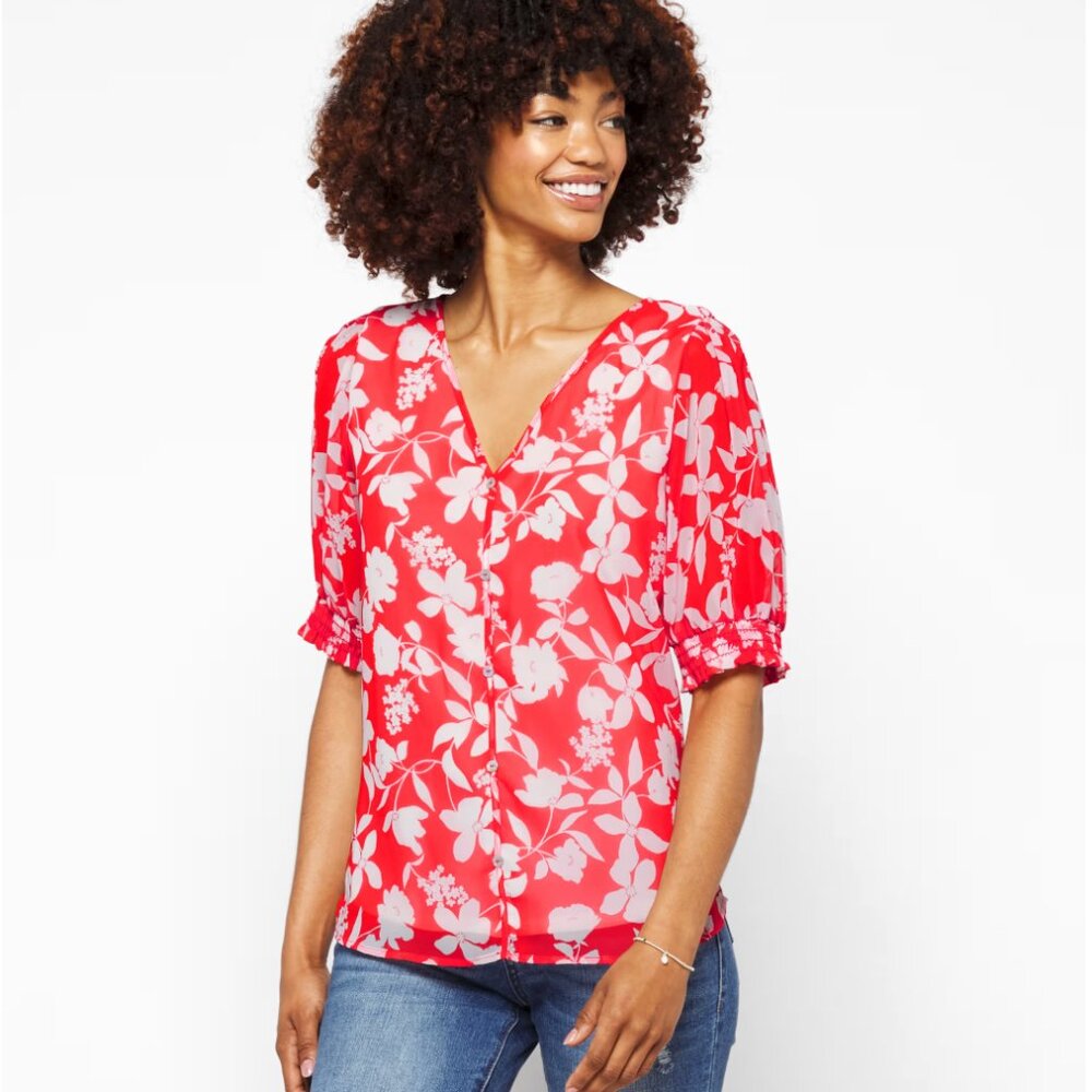 WEST KEI Smocked Sleeve Blouse